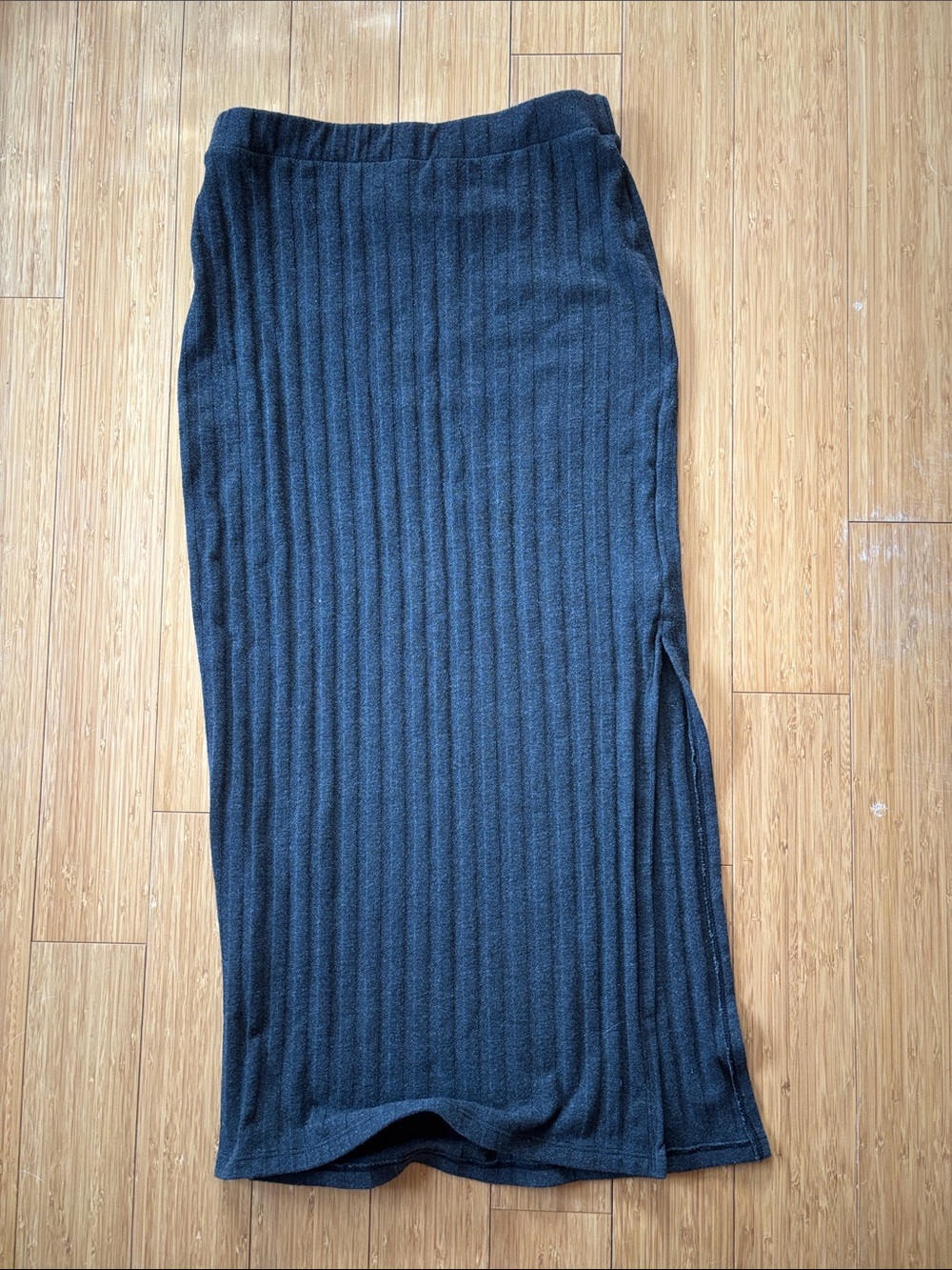 Project Social T Charcoal Ribbed Midi Skirt with Side Slit